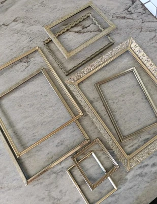 Lote De Colección Ornamentado Metal Dorado Latón Filigrana Repujado Marcos de Fotos Encaje ON Foto 1 de 4