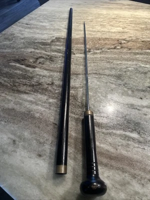 Cane Hidden Weapon Wooden And Brass Fitting With Stainless Steel 19 Inch Pick - Image 1 of 4