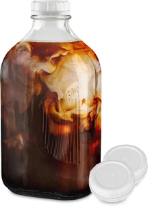 Stock Your Home Half Gallon Glass Bottle with Lid (1 Pack) 64 Oz Jugs and 3 Whit - Picture 1 of 12