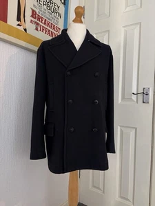 Gieves & Hawkes Herren Navy Blue Pea Coat Zweireiher Mantel 42R - Bild 1 von 23