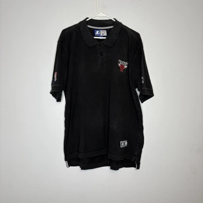 Vintage Starter Chicago Bulls Polo Shirt Mens Size Large Black - Image 1 of 4