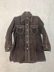 Chaqueta Western Vintage Mujer Pequeña Gamuza Cuero Camisa Cazadora Años 70 80  - Imagen 1 de 20