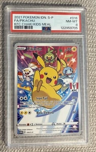 2021 POKEMON INDONESIANO S PROMO KFC CHAKI PASTO BAMBINI #016 FULL ART/PIKACHU PSA 9 - Foto 1 di 2