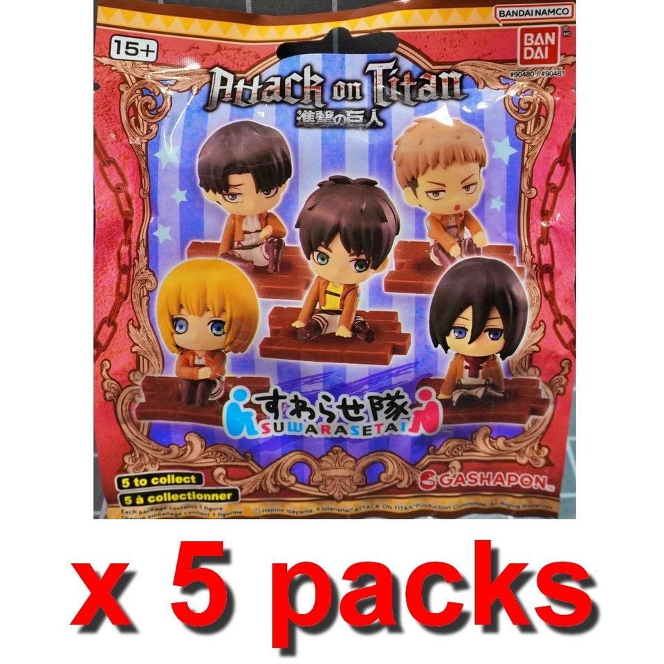 BANDAI 5 Sealed Packs~Attack on Titan Suwarasetai Series 1 Mini Figure Blind~Anime