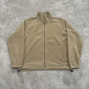 Columbia Fleece Jacket Mens Size Medium Full Zip Stone Beige Outdoor Brown - Picture 1 of 5