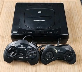 Sega Saturn Black Mk-8000 Console System W/Cords 2 Controllers Tested & Working