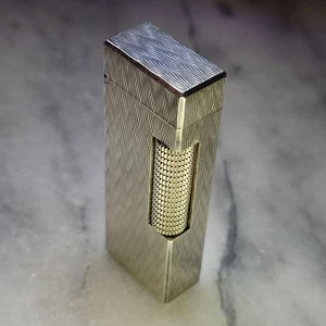 Vintage Dunhill Rolla Gas Lighter Silver Herringbone Working Condition - Picture 1 of 9
