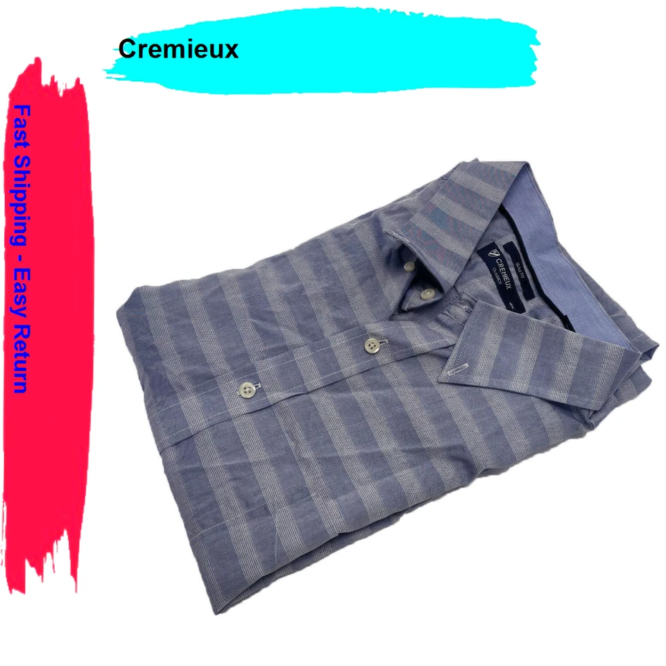 Cremieux Men's Classics Slim Fit 100 Cotton Shirt Navy XXL