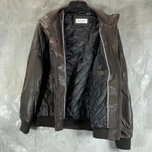 Chaqueta Bomber CALVIN KLEIN Heritage Para Hombre Marrón Imitación Cuero Cremallera Completa Talla L - Imagen 1 de 10
