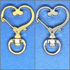 Gold silver pl polished heart keyring key ring w swivel & secure catch - Bild 1 von 7