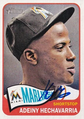 Tarjeta Topps Heritage 2014 firmada por Adeiny Hechavarría #365 Miami Marlins Foto 1 de 3