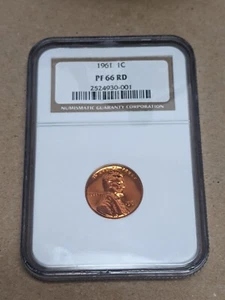 1961 1C LINCOLN CENT NGC PF 66 RD PROOF SHINY-RED - Picture 1 of 5