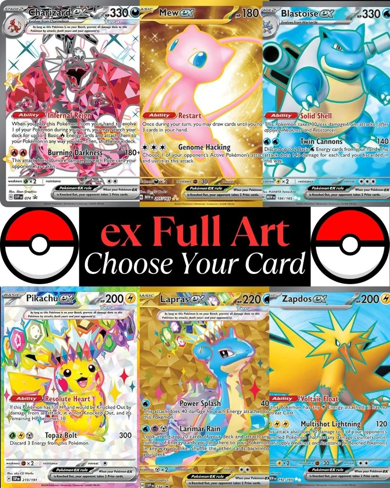 Pokemon ex Full Art Cards: Choose Your Card English - Ultra & Hyper Rare - Image 1 of 1