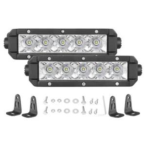 Pair Ultra Slim 6Inch LED Work Light Bar Single Row Spot Offroad Driving ATV UTV - Picture 1 of 15
