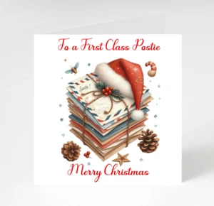 Merry Christmas Postie card, Postman / Postie Thank you Christmas card - Picture 1 of 5
