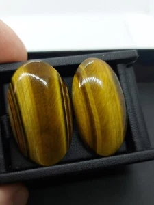 2 large tiger eye cabochons - natural Tiger Eye gemstone 72.65 CTS  - Picture 1 of 9