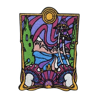Hippie Pilz Patch zum Aufbügeln | Mushroom Land Patches, Goa Festival Aufnäher - Bild 1 von 4