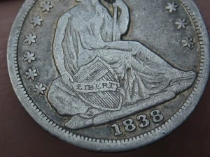 1838 P Seated Liberty Half Dime- Philadelphia, Large Stars, VF/XF Details - Picture 1 of 4