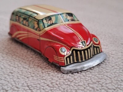 HUKI HK-405,  Blech-Bus , Uhrwerkmotor, Made in U.S.-Zone Germany - Bild 1 von 4