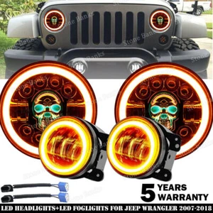 Kit combinado de faros LED RGB de 7"" halo + 4"" antiniebla para Jeep Wrangler JK 07-17 - Imagen 1 de 12