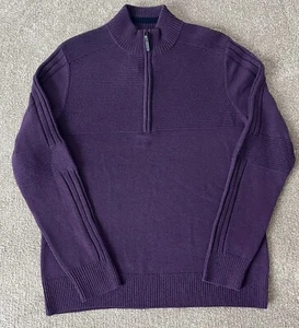 Smartwool Mens Text Textured 1/2 Zip Sweater Purple Medium Merino Wool Blend NEW - Picture 1 of 7