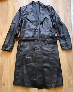 Vintage Soviet Military Uniform Leather Trench Coat KGB Officer USSR Police old - Picture 1 of 24