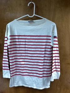 Women Vintage"Saint James ivory w/ red stripes, long sleeve pullover top.Size 34 - Picture 1 of 2