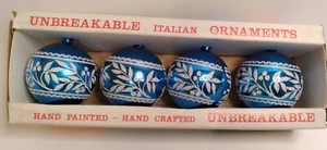 Vintage Blue & Silver Sparkle Unbreakable Italian Yuletide Ornaments - Picture 1 of 4