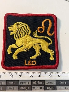Vtg Leo Zodiac Sign Astrology Embroidered Sew-On Patch 70s 80s Retro Logo Lion - Picture 1 of 2