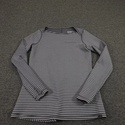 Camisa Saucony Mujer Gris Mediana Rayas Manga Larga Correr Atlética Top Activo Foto 1 de 4