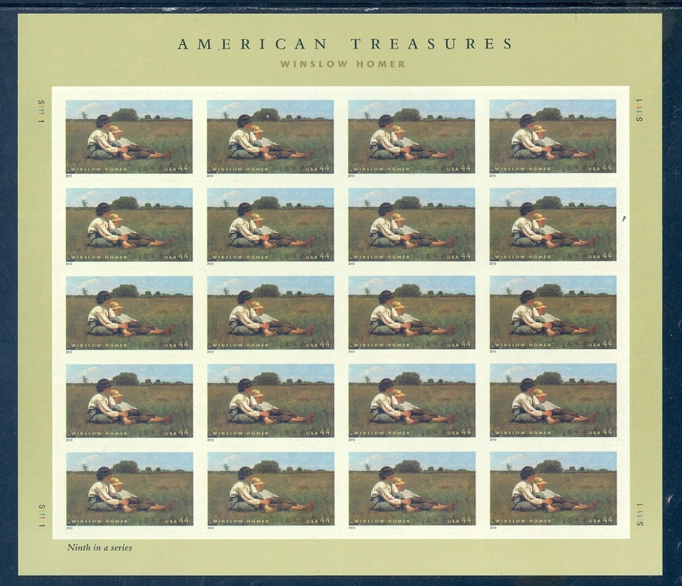 US 4473 Winslow Homer, Artist, Complete Sheet/20, Mint NH - Image 1 of 1
