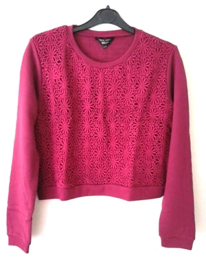 NEW LOOK Girls Pullover Top Short Cut Newlook 915 Red Sweatshirt Long Sleeve Crotchet