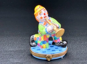 Limoges France Sinclair Clown Trumpet Trinket Box Peint Main Limited Rare 💕 - Picture 1 of 4