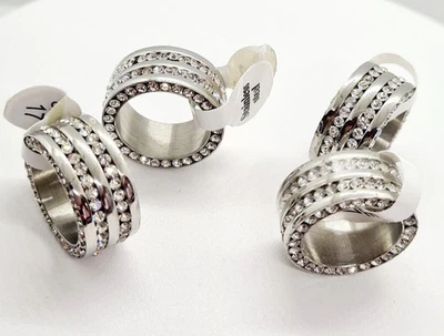 Edelstahl Ring Gr 17 mit 4 Strassreifen Extrabreit Hingucker - Bild 1 von 2