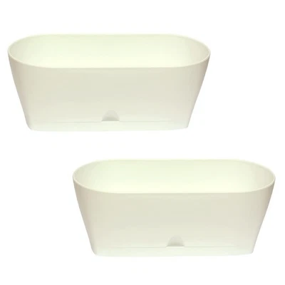 ENGELLAND 2 x Blumenkasten Balkonkasten Pflanztopf Tischdeko Untersetzer Weiß - Bild 1 von 4