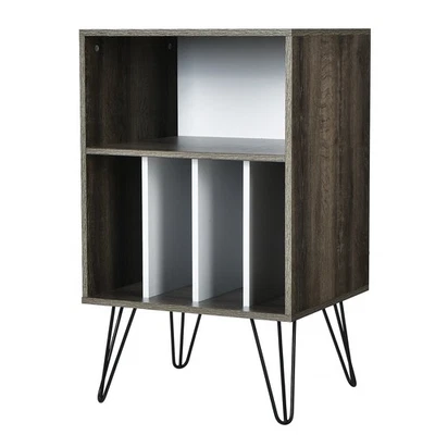 Soporte tocadiscos soporte estante de exhibición 21" Lx 18,5" W x 34" H nogal Foto 1 de 4