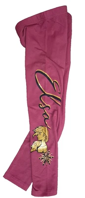LEGGINGS ELSA FROZEN PANTALONES DISNEY DORADOS BRILLANTES Y BORGOÑA - NUEVOS NIÑAS TALLA 4 Foto 1 de 4