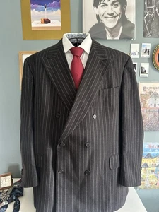 Austin Reed Chester Barrie Zweireiher Schwarz Nadelstreifen Blazer Wolle 48" - Bild 1 von 15