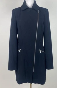 Portmans Jacket Size 8 Black Coat Zip Front Mid Length Collared Pockets Winter - Picture 1 of 5