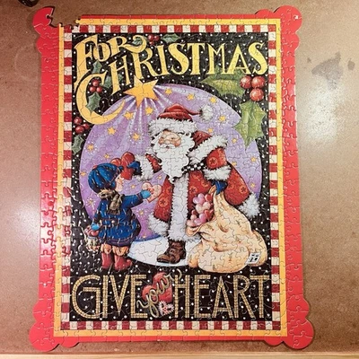 Vintage MARY ENGELBREIT 500 Shaped Pc Puzzle "For Christmas Give Your Heart" - Image 1 of 4