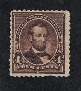 A Nice Looking 1890 Mint, OG 4¢ Lincoln Stamp Previously Hinged, Scott #222 - Picture 1 of 2
