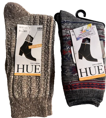 2 pares de calcetines tobilleros para mujer color marrón acanalado y gris manta hechos en EE. UU. NUEVOS Foto 1 de 4