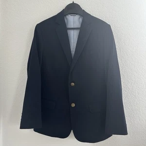 Tommy Hilfiger Boys Blazer Sport Coat Navy Sz 14 Lion Crest Buttons Church Party - Picture 1 of 15