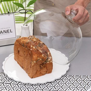 Cake Glass Cover Food Cover Cake Dessert Plate (White) Cake Container - Picture 1 of 12