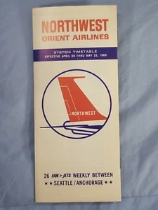 4-28-1963 Vintage Northwest Orient Airlines Advertising Timetable - Picture 1 of 4