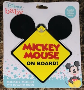 Disney Baby Mickey Mouse On Board Safety Sign Yellow Diamond Shaped Vehicle Use - Picture 1 of 2
