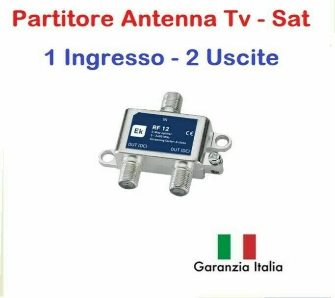 Partitore Divisore Splitter Tv Satellitare 1 INGRESSO 2 USCITE - Immagine 1 di 1