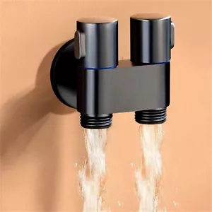 G1/2 Triangle Valve 1 In Two Out Double Control Washing Machine Toilet Faucet - Picture 1 of 9