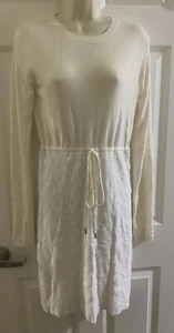 NINA RICCI Ivory Wool Sheer Lace Long Sleeve Bodycon Dress Size M - Picture 1 of 14
