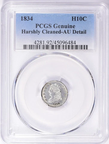 1834 Capped Bust Half Dime H10c PCGS AU Details Cover